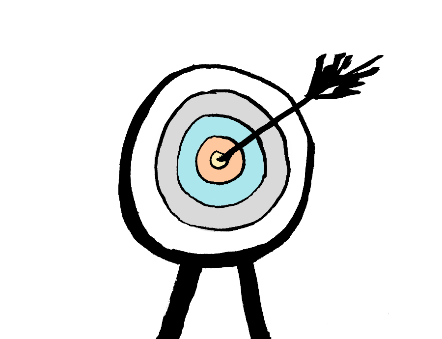 Bullseye and an arrow representing a purpose of school pupils’ creative writing